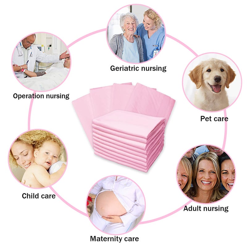 FORYEE Disposable Underpads 17 x 24 Inches (25 Pack) Incontinence Bed Pads Heavy Absorbent Soft Non-Woven Fabric Breathable - Pink - Image 3