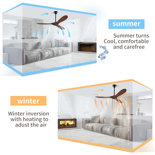Zronon 52 Inch Ceiling Fan No Light, Wood Outdoor Ceiling Fans for Patios Living Room Bedroom, Indoor Modern 3 Blade Propeller Wet Rated Ceiling Fan without Lights with Remote (Walnut) - Image 4