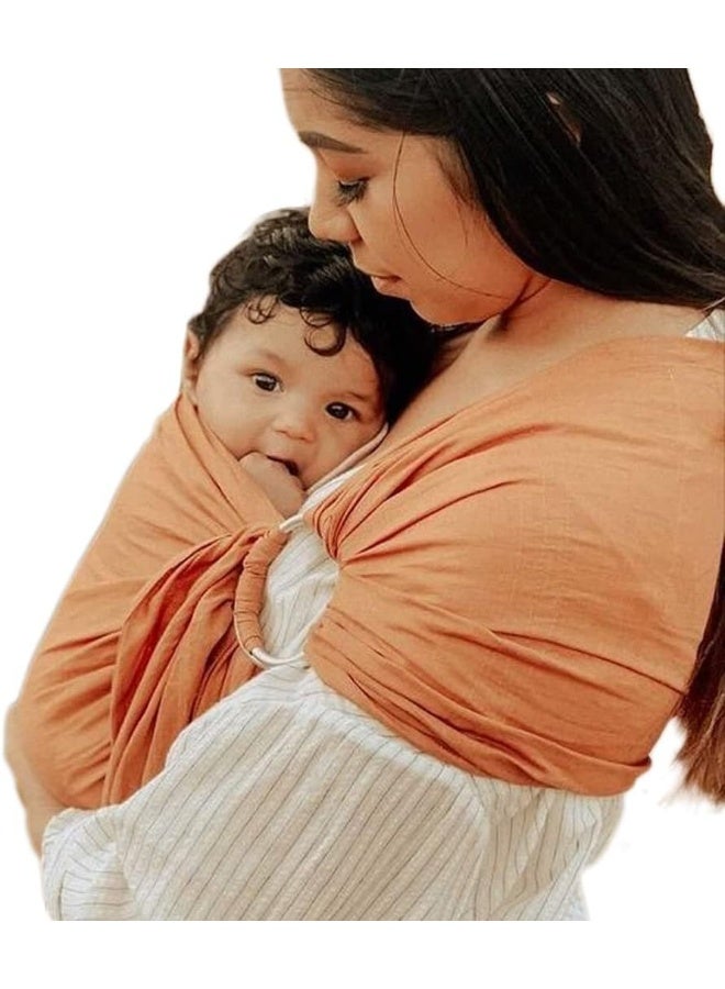 Vlokup Baby Ring Sling Baby Carrier, Extra Soft Baby Sling Carrier for Newborn to Toddler, Lightweight Breathable Adjustable Baby Wrap Sling, Brown - Image 1