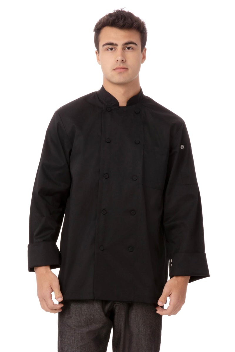 Chef Works Men's Calgary Cool Vent Chef Coat, Black, X-Small - Image 1