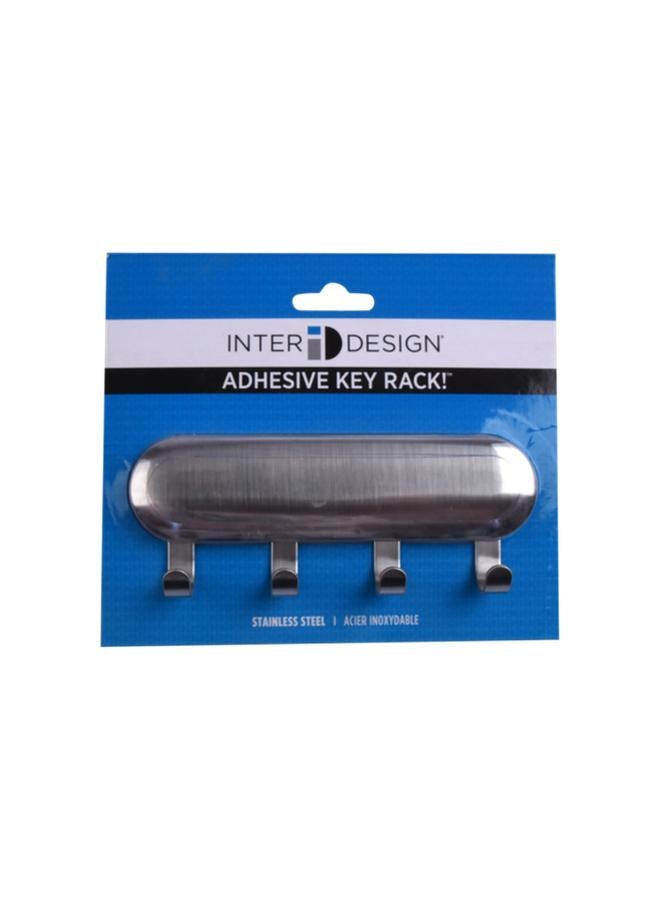 InterDesign 4-Hook Self Adhesive Stainless Steel Key Rack Silver 82600  - Image 1