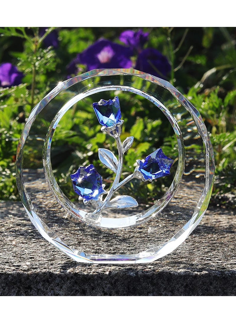 RARELY تماثيل زهرة كريستال مع حلقة دائرية خارجية باقة زنبركية زجاجية تماثيل قابلة للتجميع ديكور المنزل - Image 4