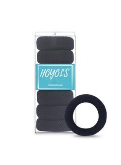 Large Black Hair Ties For Thick Hair Soft Strong Ponytail Holder Seamless Hair Bands Cotton No Damage Scrunchies For Women Girls No Damage Headband (Black)