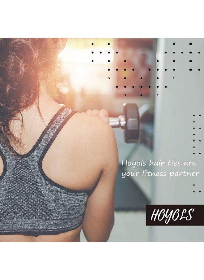 HOYOLS - Large Black Hair Ties For Thick Hair Soft Strong Ponytail Holder Seamless Hair Bands Cotton No Damage Scrunchies For Women Girls No Damage Headband (Black) - Image 1