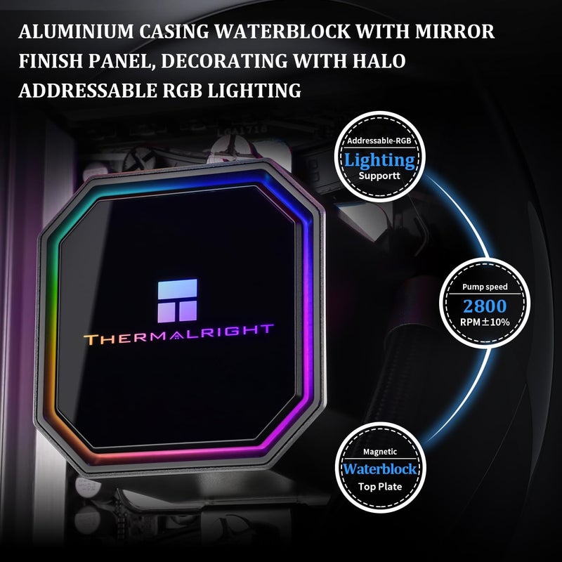 Thermalright Frozen Prism 360 Black ARGB CPU Liquid Cooler,Efficient PWM Controlled Pump 3300RPM,3×TL-E12 Series PWM Fan,Water Cooling Computer Parts,for AMD AM4/AM5,Intel 1150/1156/1200/1700/2066 - Image 4