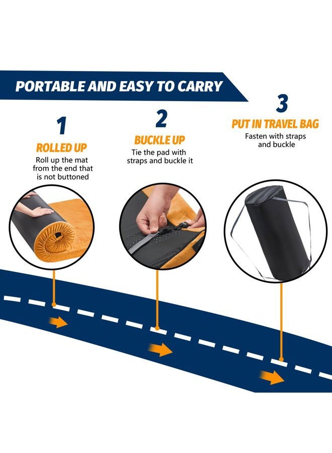 CYMULA CertiPUR-US Memory Foam Camping Mattress Pad, Portable Foam Sleeping Pad for Camping, Roll up Orange Single Sleeping Mat Floor Mattress Guest Floor Bed for Sleepover, Car, Tent SUV Cot Mattress - Image 5
