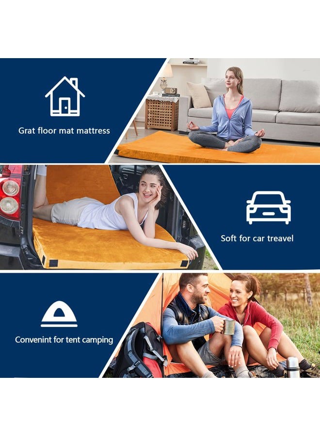 CYMULA CertiPUR-US Memory Foam Camping Mattress Pad, Portable Foam Sleeping Pad for Camping, Roll up Orange Single Sleeping Mat Floor Mattress Guest Floor Bed for Sleepover, Car, Tent SUV Cot Mattress - Image 3