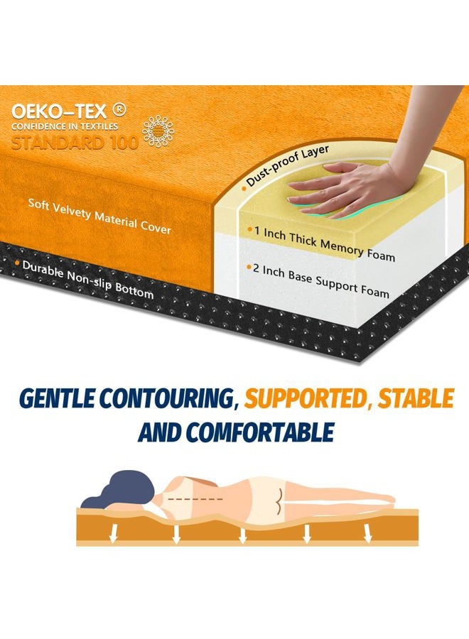 CYMULA CertiPUR-US Memory Foam Camping Mattress Pad, Portable Foam Sleeping Pad for Camping, Roll up Orange Single Sleeping Mat Floor Mattress Guest Floor Bed for Sleepover, Car, Tent SUV Cot Mattress - Image 2