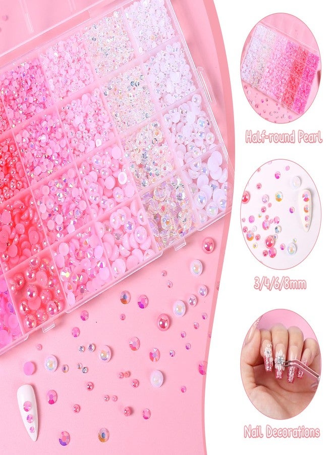 MAJOR DIJIT 3D Mix Assorted Color Nail Pearl Charms Acrylic Multi Cute Nail Art Pearl Nail Supplies for Nail Art Design DIY Crafts Accessories (Pink Pearl) - Image 4
