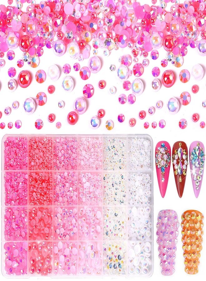 MAJOR DIJIT 3D Mix Assorted Color Nail Pearl Charms Acrylic Multi Cute Nail Art Pearl Nail Supplies for Nail Art Design DIY Crafts Accessories (Pink Pearl) - Image 1