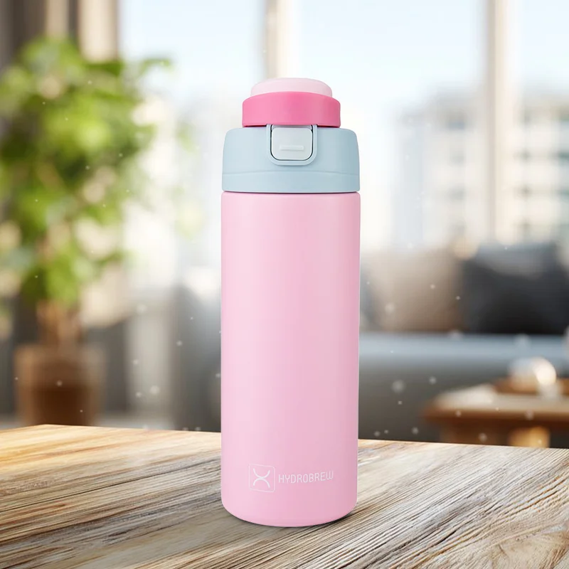 Hydrobrew HydroBrew SipSwitch™ Insulated Water Bottle 720ml – Leakproof, Stainless Steel, Straw & Spout Lid -Rose Silk
