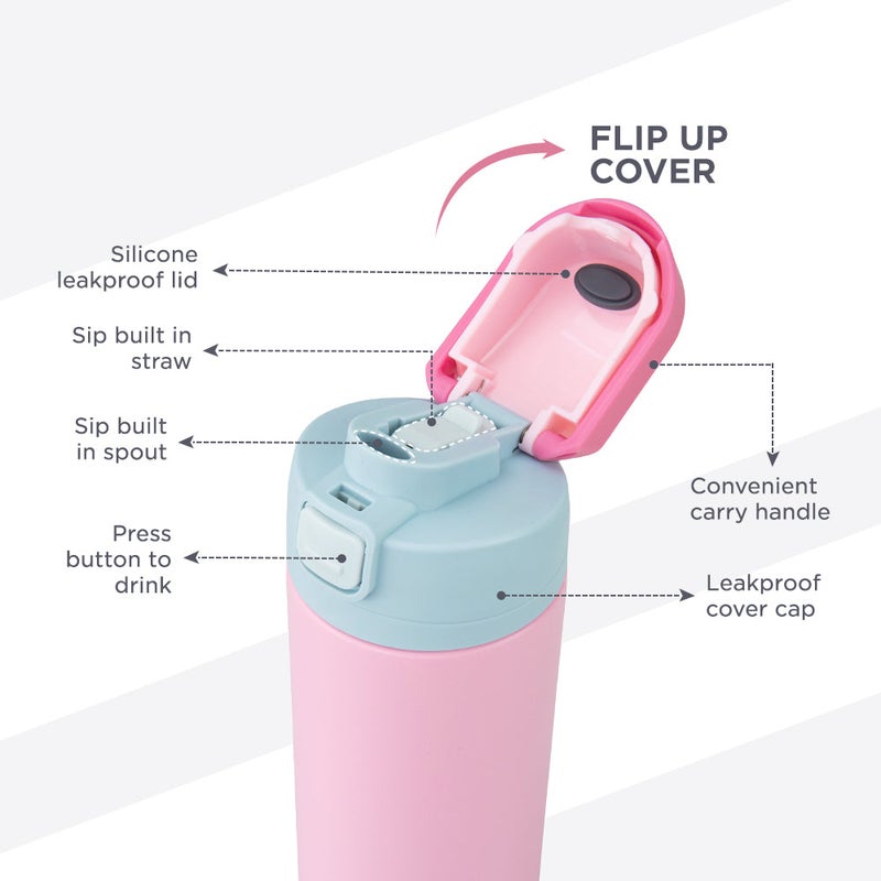 HydroBrew SipSwitch™ Insulated Water Bottle 720ml – Leakproof, Stainless Steel, Straw & Spout Lid -Rose Silk - Image 4