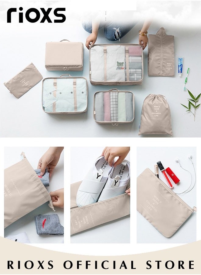 RIOXS - 7Pcs Packing Cubes for Storage Luggage Packing Cube Organizer Travel Packing Cubes Set Clothes Shoes Storage Travel Organizer Bags for Luggage - Image 1
