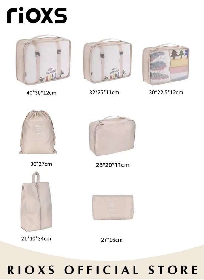 RIOXS - 7Pcs Packing Cubes for Storage Luggage Packing Cube Organizer Travel Packing Cubes Set Clothes Shoes Storage Travel Organizer Bags for Luggage - Image 1