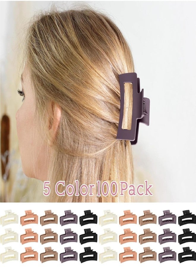 XunYee Hair Clips, 100 Pcs Claw Clips Bulk, Large Claw Hair Clips Set for Women, Nonslip Rectangle Hair Accessories, Clip for Girl Women Gifts Beauty, Elegant Colors, 3.4" - Image 4