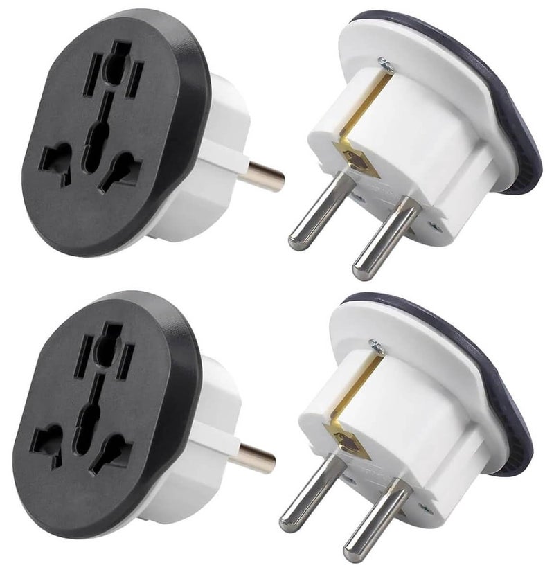 MANGO 4Pack Universal Travel Adapter Plug Converter  UAE USA EU UK AU CN to KSA Germany  EU Sockets  Compact 250V 16A Power Plug for Laptop Phone Business Travel Airport Hotel  Black Color