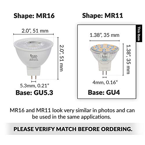 Simba Lighting LED MR11 Flood Light Bulbs (10 Pack) 12V 3W 20W Halogen Replacement 2-Pin 240lm for Landscape, Accent, Track Lights, and Christmas Tree Fiber Optics, GU4 Bi-Pin Base, 3000K Soft White - Image 2