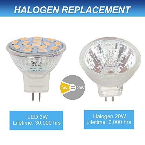 Simba Lighting LED MR11 Flood Light Bulbs (10 Pack) 12V 3W 20W Halogen Replacement 2-Pin 240lm for Landscape, Accent, Track Lights, and Christmas Tree Fiber Optics, GU4 Bi-Pin Base, 3000K Soft White - Image 5