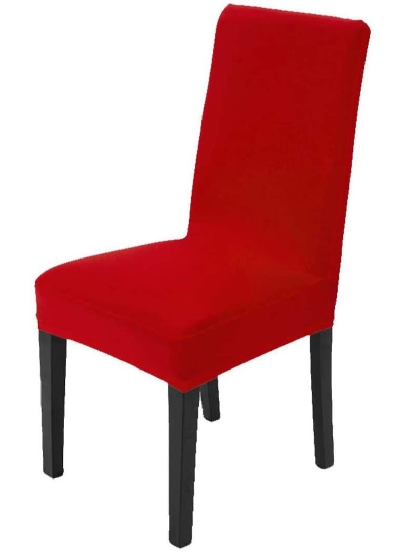 Chair Covers for Dining Room Set of 6 Soft Stretch Chair Protectors Slipcovers Removable and Washable Red - Image 2