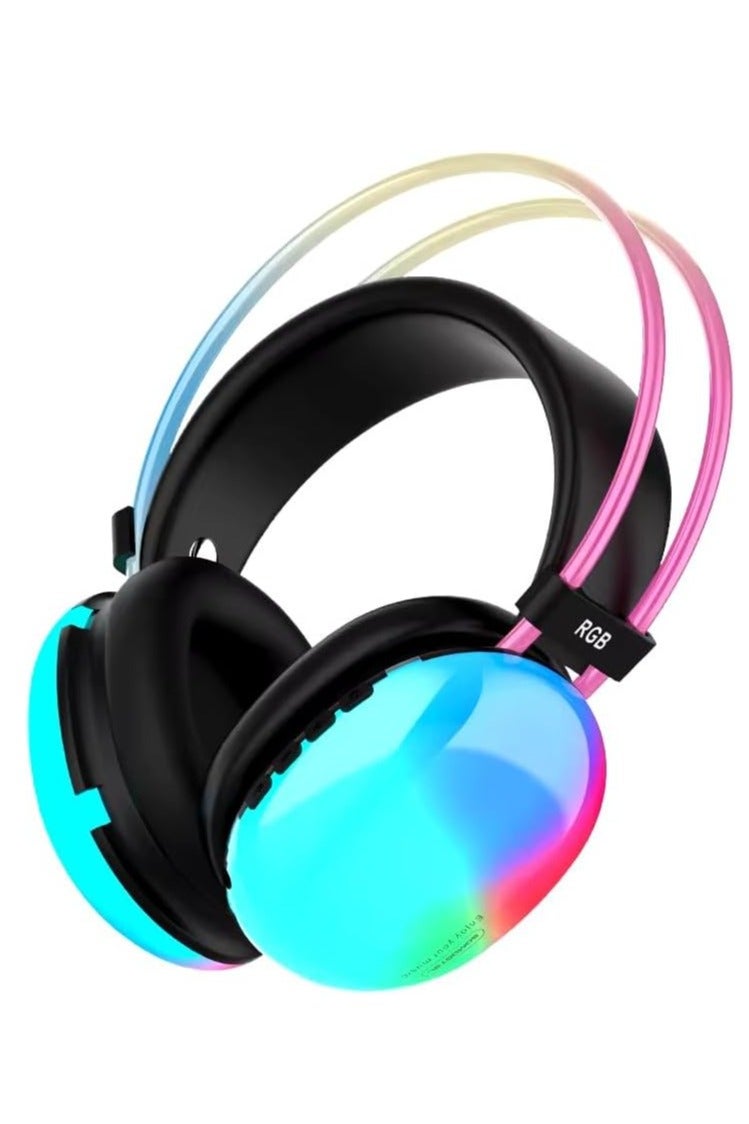 PM860 Bluetooth Gaming Headphones with USB 7.1 RGB LED Lighting with 4 Modes, SD and Noise Canceling Surround Headphones   AUX Port Type-C Charger , works for 10 hours - Image 1