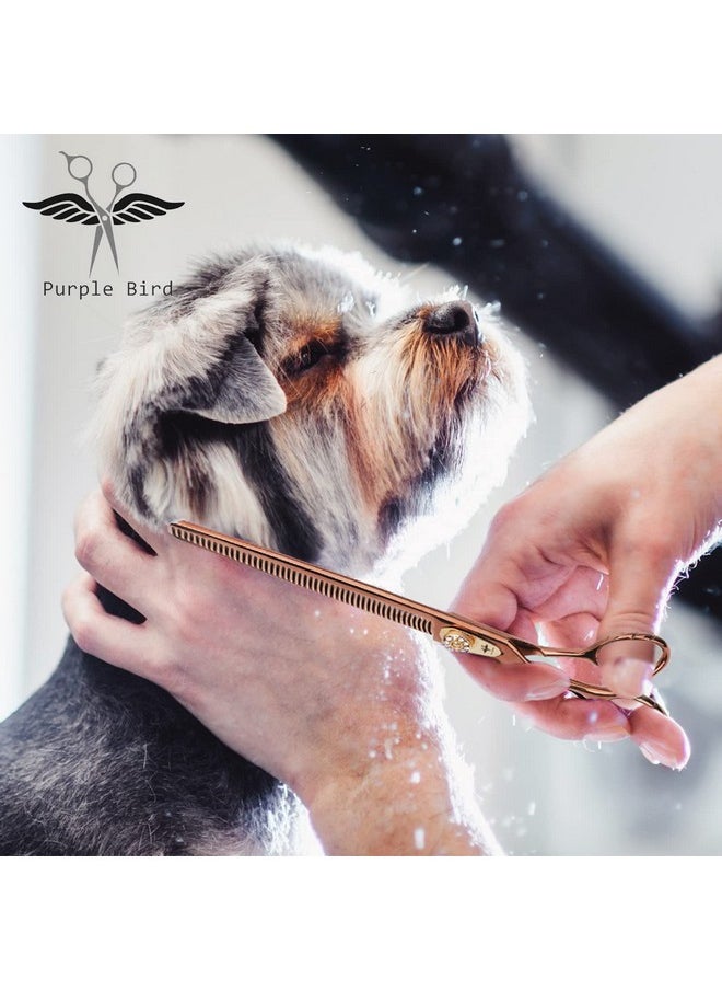 PURPLEBIRD - 7 Inch Thinning Dog Grooming Scissors,50 Teeth Blending Shears, Professional Safety Blunt Tip Trimming Shearing For Dogs Cats Japanese Stainless Steel Bronze - Image 1