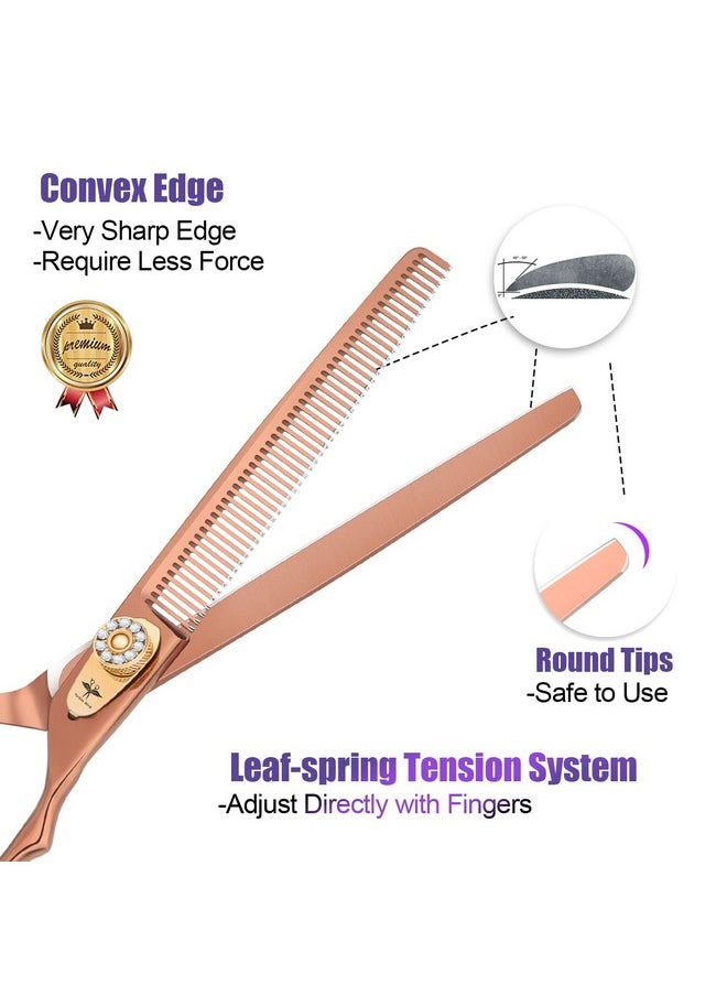 PURPLEBIRD - 7 Inch Thinning Dog Grooming Scissors,50 Teeth Blending Shears, Professional Safety Blunt Tip Trimming Shearing For Dogs Cats Japanese Stainless Steel Bronze - Image 1