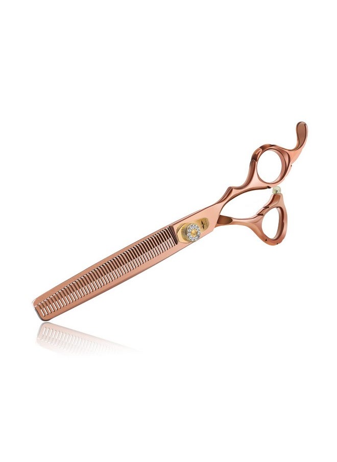 PURPLEBIRD - 7 Inch Thinning Dog Grooming Scissors,50 Teeth Blending Shears, Professional Safety Blunt Tip Trimming Shearing For Dogs Cats Japanese Stainless Steel Bronze - Image 1