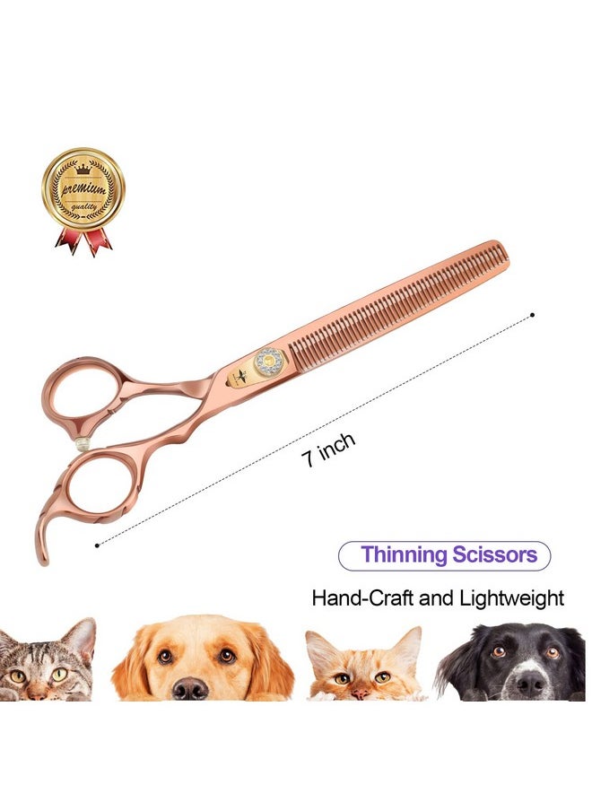 PURPLEBIRD - 7 Inch Thinning Dog Grooming Scissors,50 Teeth Blending Shears, Professional Safety Blunt Tip Trimming Shearing For Dogs Cats Japanese Stainless Steel Bronze - Image 1