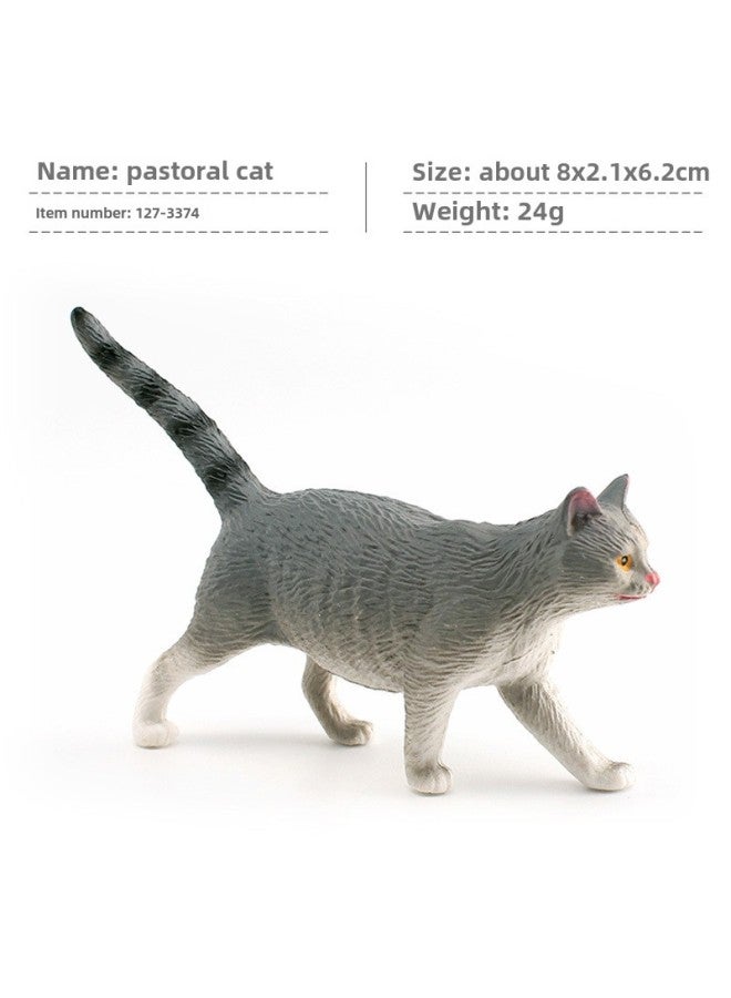 Children's Mini Simulation Pet Cat Model Orange Cat Fat Cat British Short-haired Cat Pastoral Cat Decorative Ornaments-Color:Pl127-3374 Pastoral Cat 24g  - Image 1