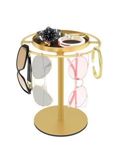 Generic 360° Rotating Metal Sunglasses Organizer - Holds 12 Pairs of Eyewear with Storage Tray, Compact Glasses Display Stand for Desk/Dresser/Bedroom  - Image 1