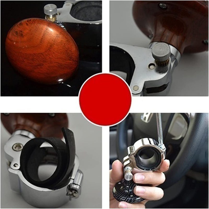 Ostin Universal Steering Wheel Ball Handle Knob Booster Power Spinner Auxiliary Handle Control for Car, Automotive Interior, Riloer Car Steering Wheel... (Wood) - Image 4