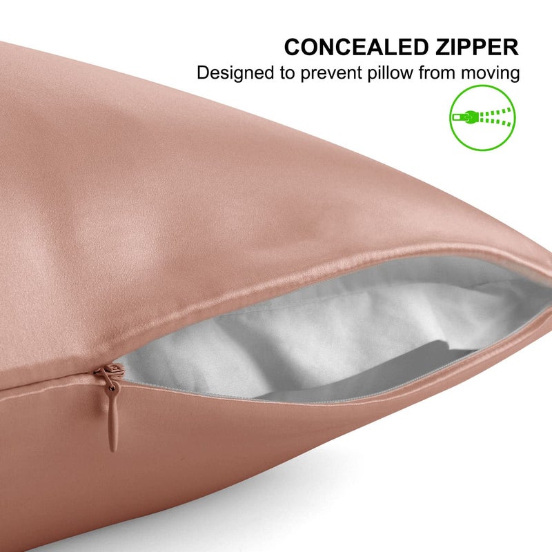 ALASKA BEAR Silk Pillowcase for Curly Hair and Skin Women Real Mulberry Silk Pillow Case Queen Single (1 Pack, Rose Gold) - Image 2