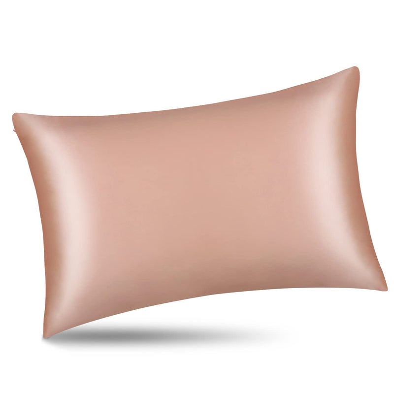ALASKA BEAR Silk Pillowcase for Curly Hair and Skin Women Real Mulberry Silk Pillow Case Queen Single (1 Pack, Rose Gold) - Image 1