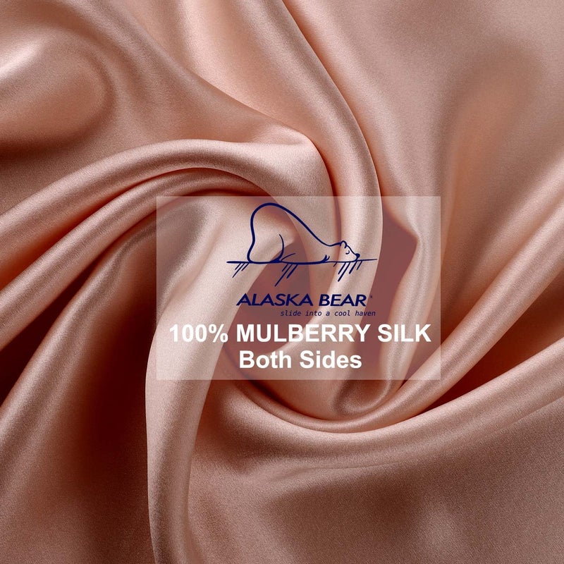 ALASKA BEAR Silk Pillowcase for Curly Hair and Skin Women Real Mulberry Silk Pillow Case Queen Single (1 Pack, Rose Gold) - Image 5