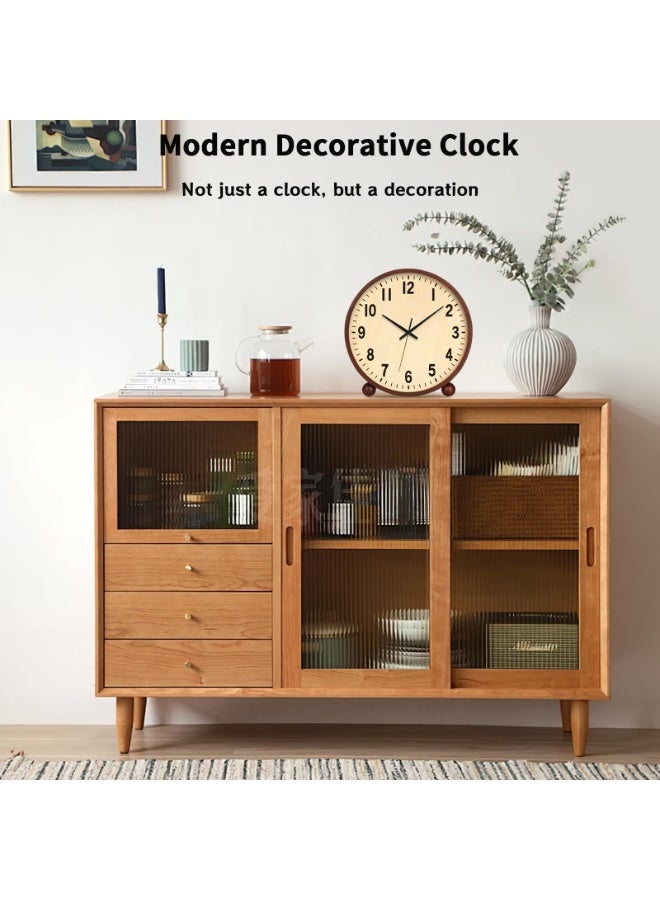 Arabest Wooden Table Clock,8in Silent Non-Ticking Desk Clock,Battery Operated Desktop Analog Clock for Living Room Bedroom Kitchen Office Classroom Decor (Walnut) - Image 5