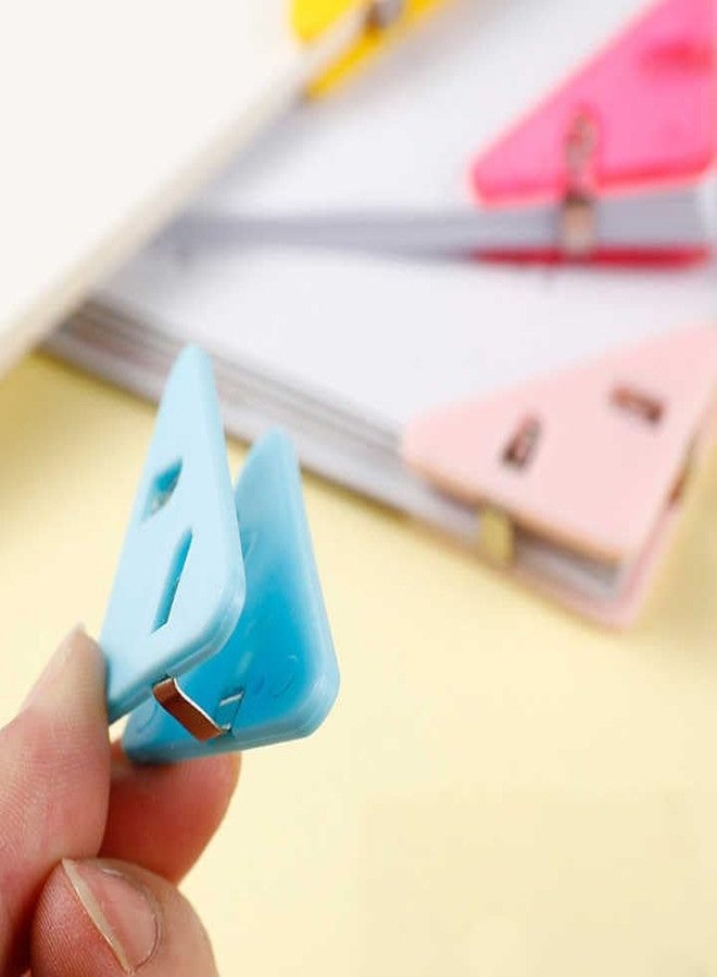 ZEELPETAL Triangle Corner Paper Clip, Multifunctional Transparent File Corner Clip Document Corner Paper Clips for Office School Home Prevent Books Curling - 10 pc, Multi. - Image 5