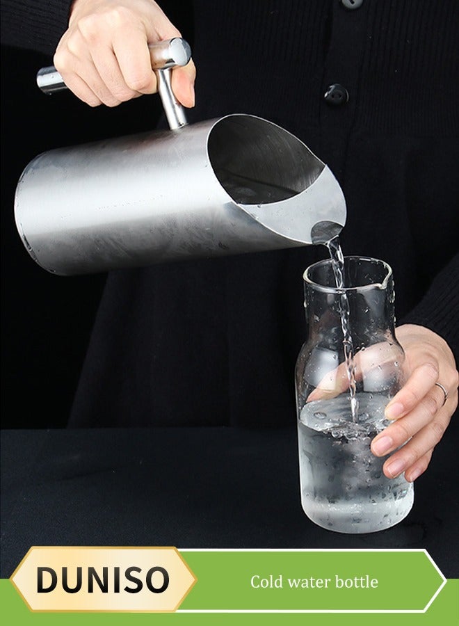 DUNISO 1.5L Stainless Steel Pitcher Metal Water Jug with Handle and Ice Guard Straight Body Cold Drinking Kettle Juice Kettle Large Capacity Water Jug for Milk Juice Iced Tea in Home or Hotel  - Image 1