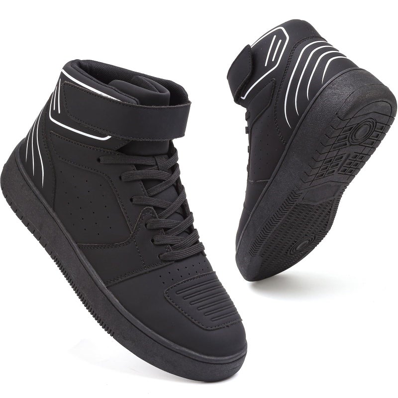 ziitop Motorcycle Boots for Men High Top Riding Shoes with Ankle Strap Lace Up Moto Sneakers Black - Image 2