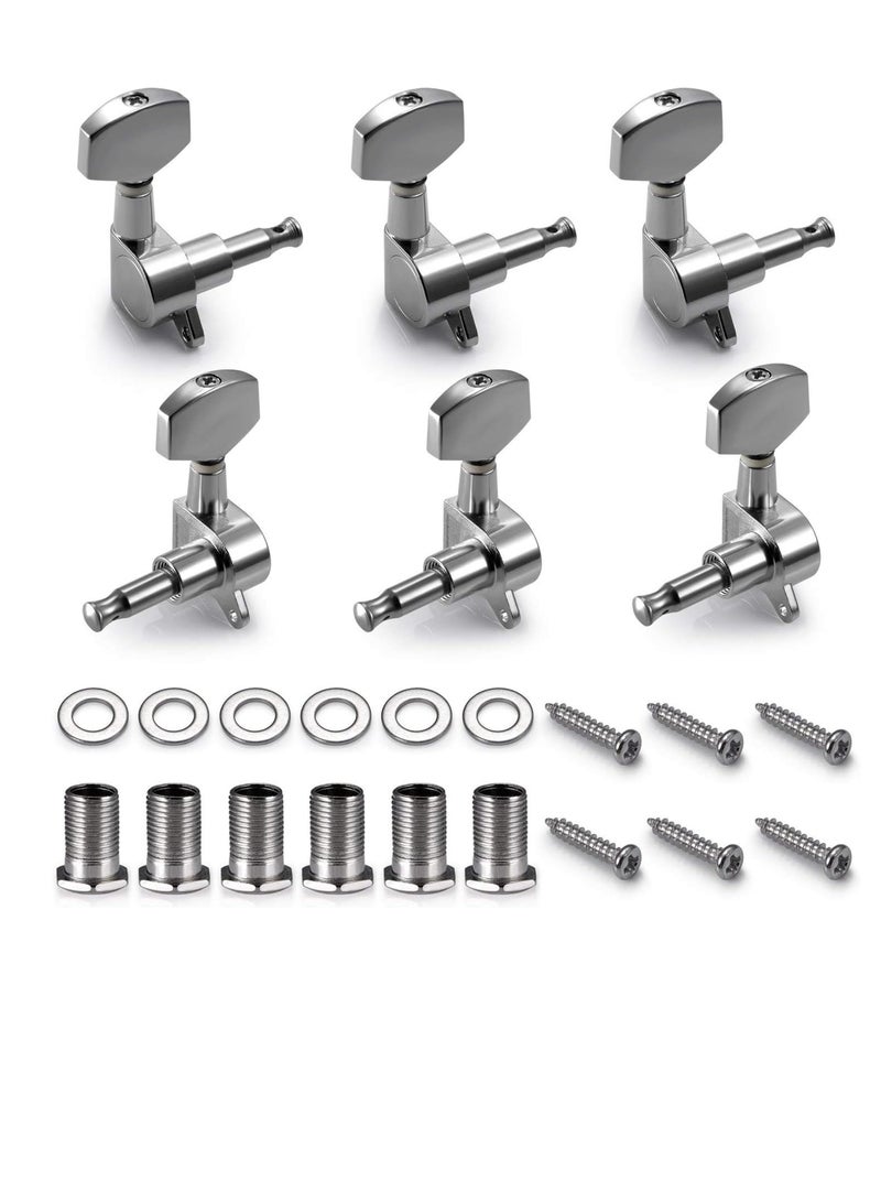 كيلا 6 قطع من رؤوس آلة الجيتار ومقابض ضبط أوتار الجيتار وموالفات رؤوس الماكينة للجيتار الكهربائي أو الصوتي (3 يسار + 3 يمين) - Image 1
