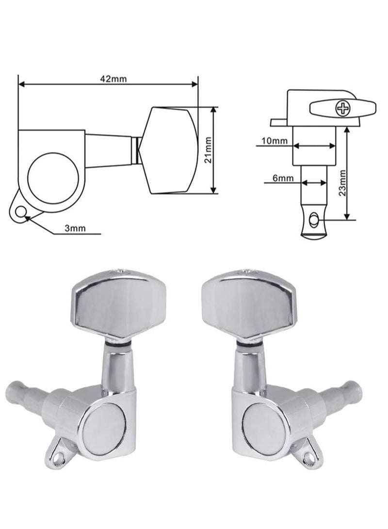 كيلا 6 قطع من رؤوس آلة الجيتار ومقابض ضبط أوتار الجيتار وموالفات رؤوس الماكينة للجيتار الكهربائي أو الصوتي (3 يسار + 3 يمين) - Image 2