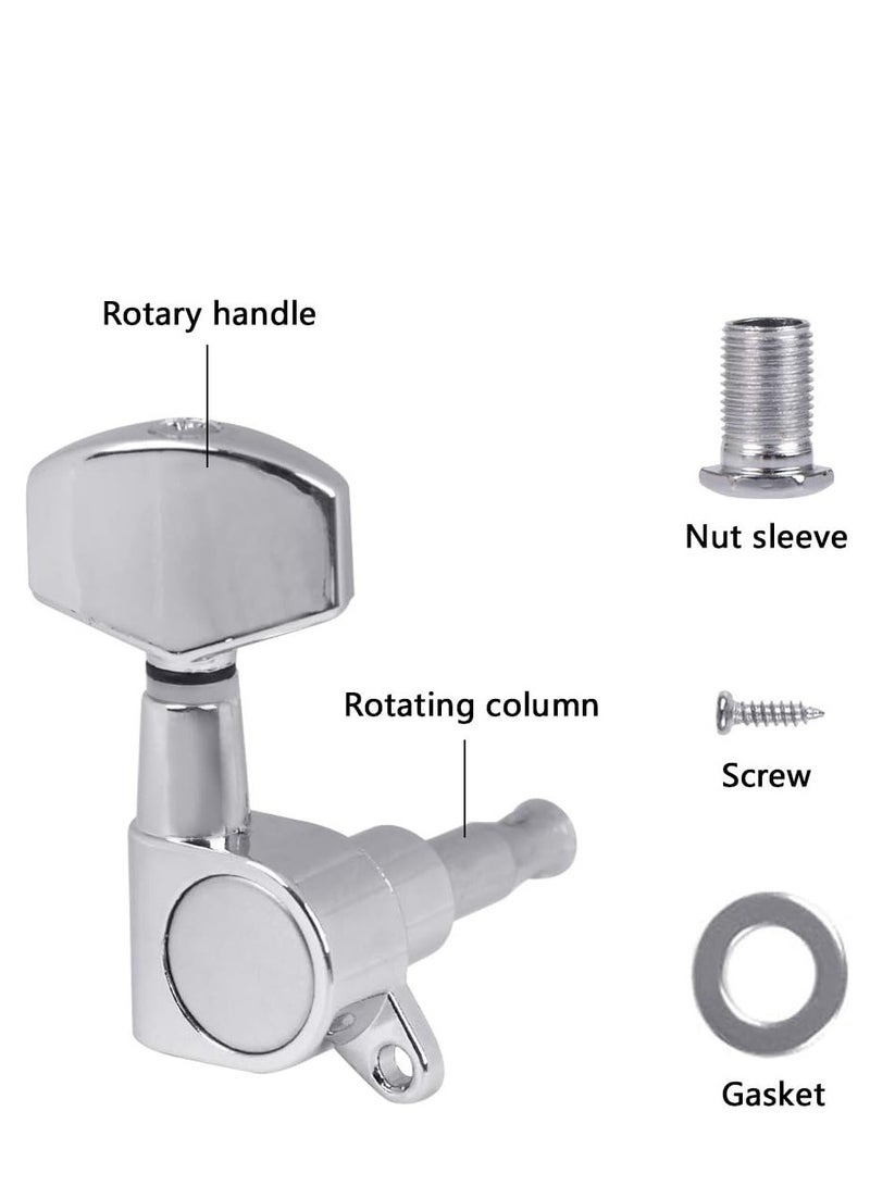 كيلا 6 قطع من رؤوس آلة الجيتار ومقابض ضبط أوتار الجيتار وموالفات رؤوس الماكينة للجيتار الكهربائي أو الصوتي (3 يسار + 3 يمين) - Image 3