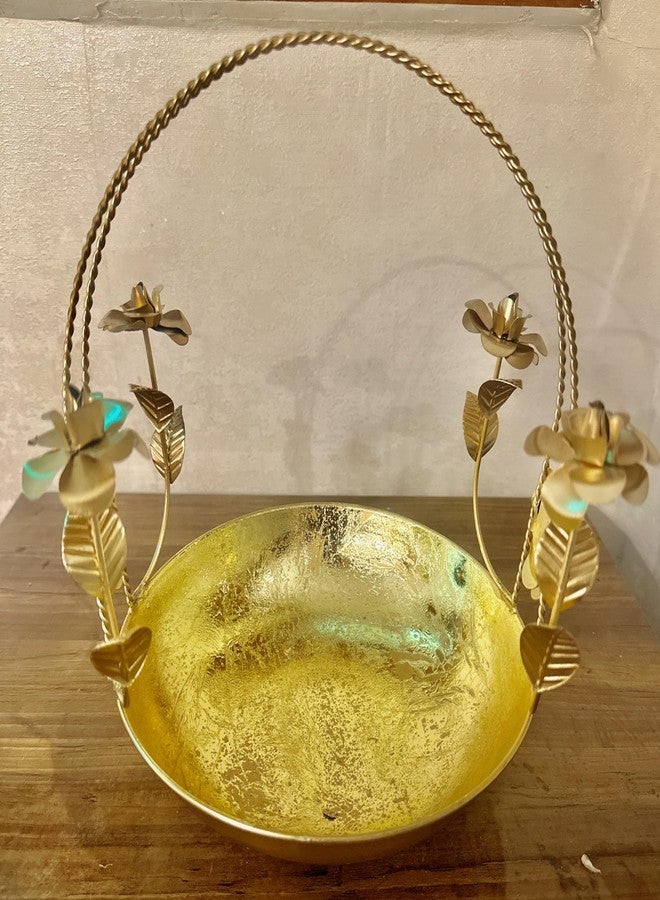 Agaas Enterprises Beautiful Golden Uili/uruli for Floating Candles Tealight for Festival Decoration Diwali Decor Gift Wraping Basket for Wedding Corporate Gift - Image 1