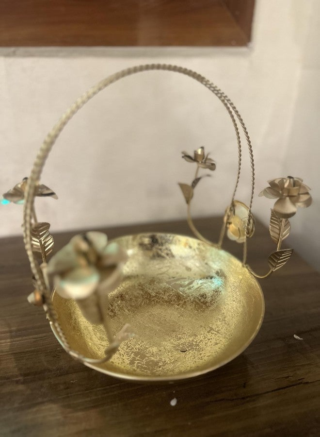 Agaas Enterprises Beautiful Golden Uili/uruli for Floating Candles Tealight for Festival Decoration Diwali Decor Gift Wraping Basket for Wedding Corporate Gift - Image 5