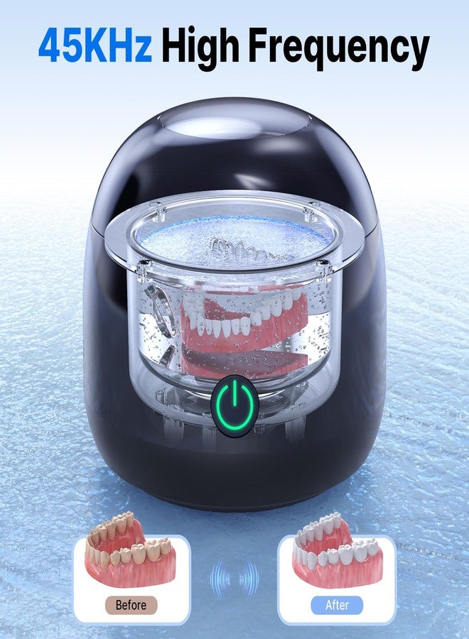 CXRUY Ultrasonic Retainer Cleaner - UV Dental Cleaning Pod Night Guard Cleaner for Dentures, Aligner, Braces, Toothbrush Heads, Jewelry (Black - Image 3