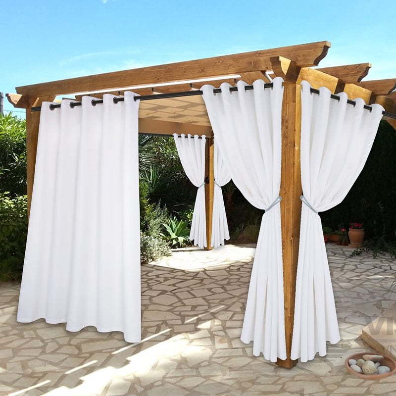 BONZER Waterproof IndoorOutdoor Curtains for Patio  Thermal Insulated Sun Blocking Grommet Blackout Curtains for Bedroom Porch Living Room Pergola Cabana 2 Panels 70 x 84 inch White