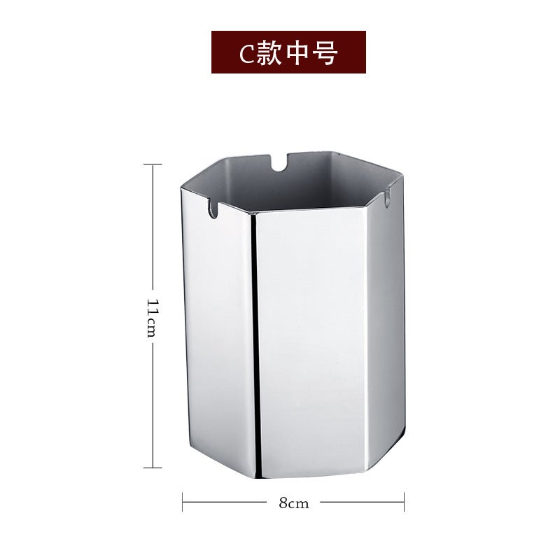 Stainless Steel Ashtray Creative Ashtray Living Room Internet Cafe Creative Ashtray Large Windproof With Column European Style Ashtray - Image 1