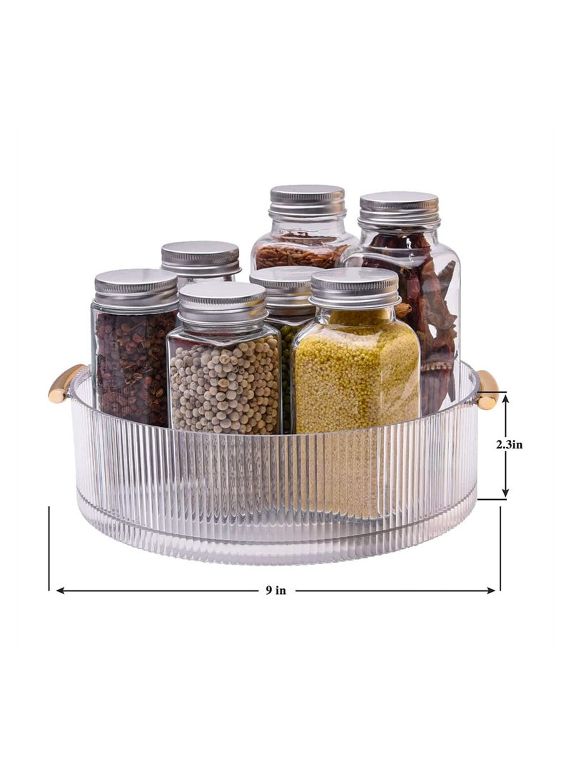منظم Lazy Susan، منظم مكياج يدور 360 درجة لمستحضرات التجميل، منظمات العناية بالبشرة، منظم التوابل، طاولة دوارة بلاستيكية شفافة مقاس 9 بوصات، صينية مزخرفة للفواكه والوجبات الخفيفة  - Image 5