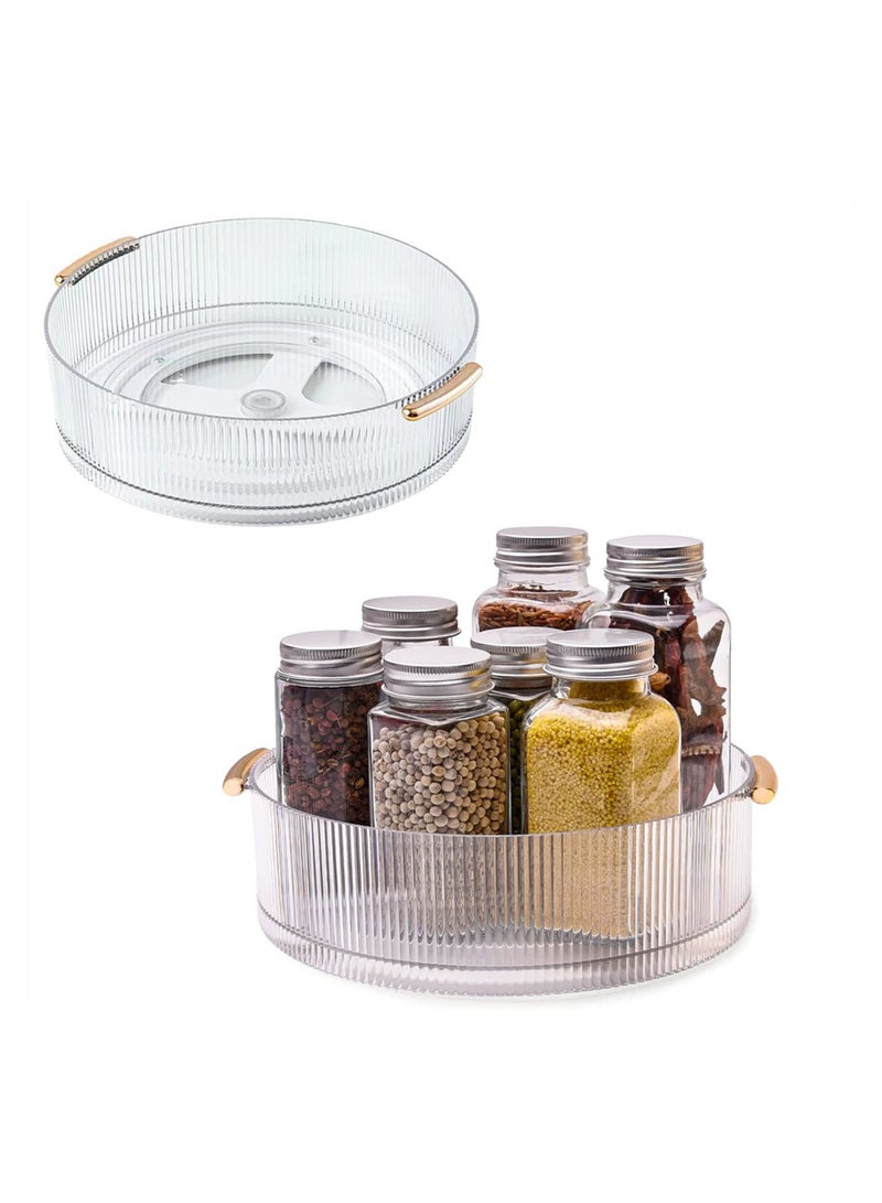 منظم Lazy Susan، منظم مكياج يدور 360 درجة لمستحضرات التجميل، منظمات العناية بالبشرة، منظم التوابل، طاولة دوارة بلاستيكية شفافة مقاس 9 بوصات، صينية مزخرفة للفواكه والوجبات الخفيفة  - Image 1