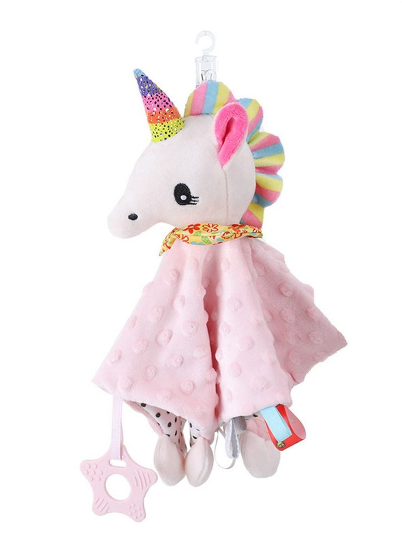Loquat Baby Cute Cartoon Animal Holding Doll Baby Toy with Doll Comfort Scarf 28*28cm Pink  - Image 1
