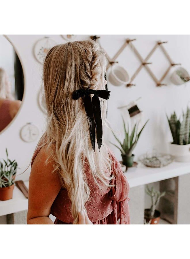 Aileam 10Pcs Bow Hair Tie Velvet Elastics Hair Scrunchie Bobbles Hair Bands Scrunchy Hair Rope Long Hair Bow Ponytail Holder Accessories for Women Girls Small Ribbon - Image 5